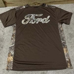 Ford Shirt Men's Large Brown Short Sleeve Camo Realtree Hunting